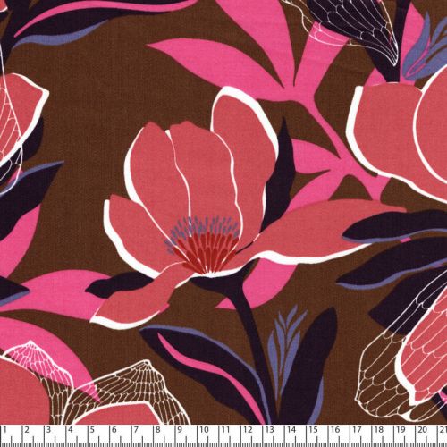 Tissu satin de coton Magnolia Florette Nerida Hansen taupe/marsala Tissu satin de coton Magnolia Florette Nerida Hansen taupe/marsala