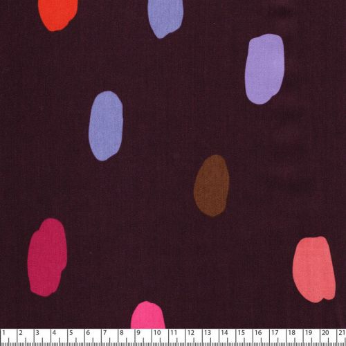Tissu satin de coton Summer dots Nerida Hansen prune Tissu satin de coton Summer dots Nerida Hansen prune