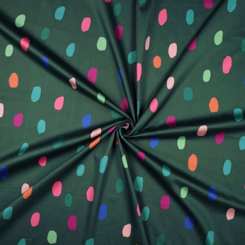 Tissu satin de coton Summer dots Nerida Hansen émeraude Tissu satin de coton Summer dots Nerida Hansen émeraude