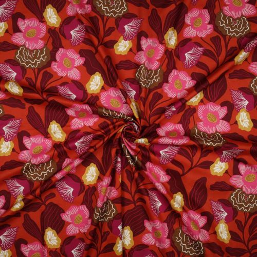 Tissu coton London Floral Nerida Hansen rouille/bordeaux Tissu coton London Floral Nerida Hansen rouille/bordeaux