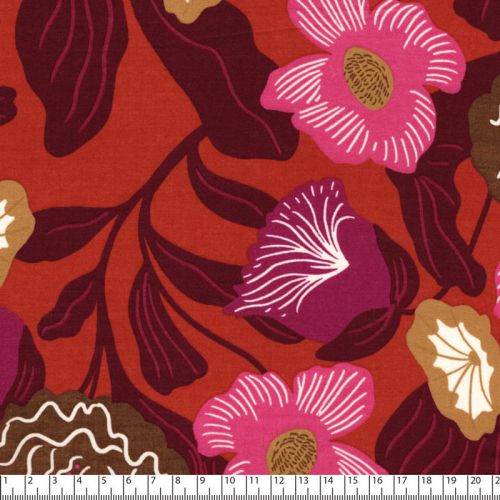 Tissu coton London Floral Nerida Hansen rouille/bordeaux Tissu coton London Floral Nerida Hansen rouille/bordeaux