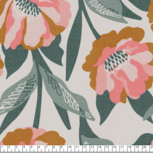 Tissu lin, viscose Carina Nerida Hansen sauge/corail Tissu lin, viscose Carina Nerida Hansen sauge/corail
