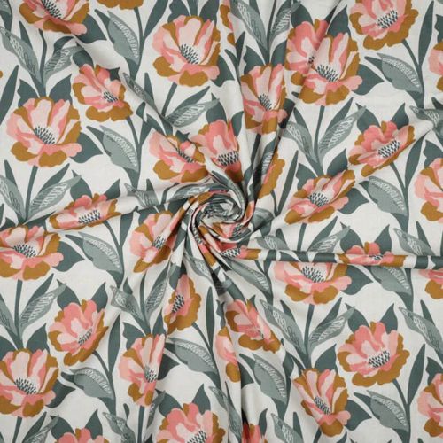 Tissu lin, viscose Carina Nerida Hansen sauge/corail Tissu lin, viscose Carina Nerida Hansen sauge/corail