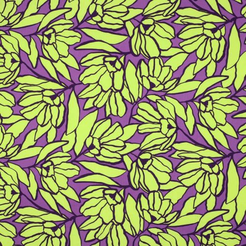 Tissu viscose Eco Vero Inked bouquet Nerida Hansenviolet/anis Tissu viscose Eco Vero Inked bouquet Nerida Hansenviolet/anis