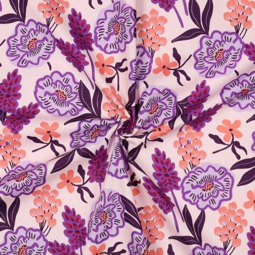 Tissu coton Fresh flowers Nerida Hansen Parme Tissu coton Fresh flowers Nerida Hansen Parme
