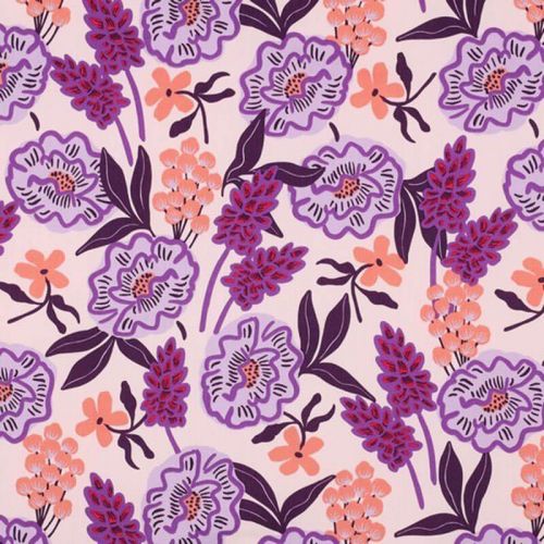 Tissu coton Fresh flowers Nerida Hansen Parme Tissu coton Fresh flowers Nerida Hansen Parme
