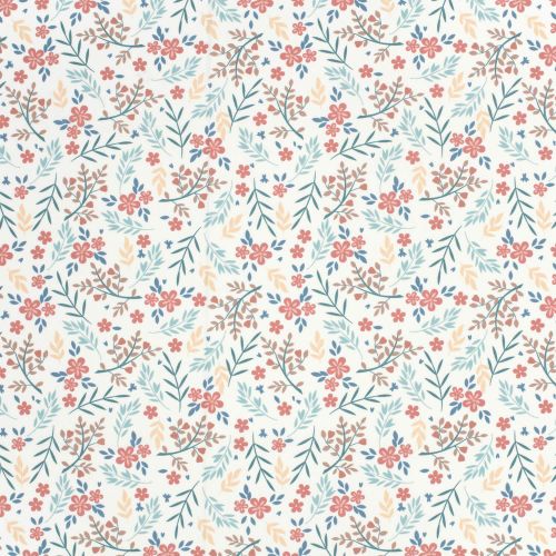 Tissu maillot de bain fleurs fond écru UPF50 Tissu maillot de bain fleurs fond écru UPF50