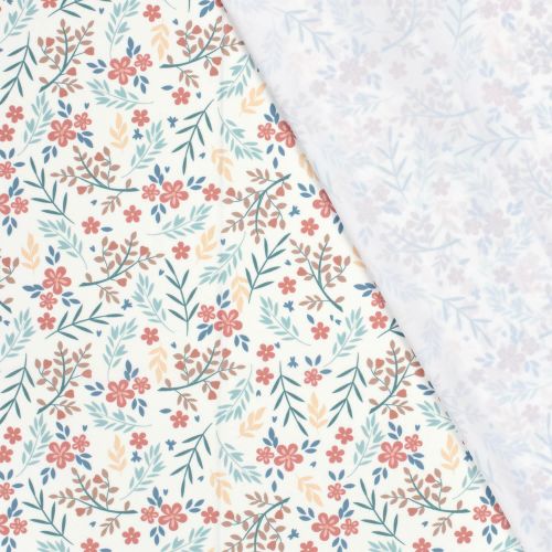 Tissu maillot de bain fleurs fond écru UPF50 Tissu maillot de bain fleurs fond écru UPF50