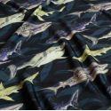 Tissu maillot de bain requins fond noir UPF50