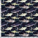 Tissu maillot de bain requins fond noir UPF50