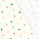 Tissu maillot de bain étoiles fond écru UPF50