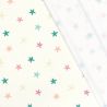 Tissu maillot de bain étoiles fond écru UPF50