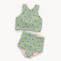 Tissu maillot de bain citrons fond vert UPF50
