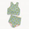 Tissu maillot de bain citrons fond vert UPF50