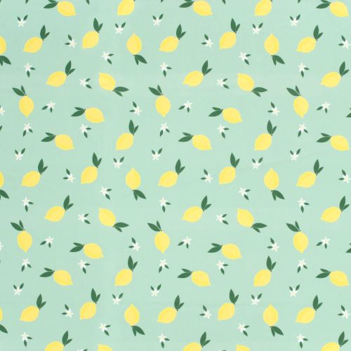 Tissu maillot de bain citrons fond vert UPF50 Tissu maillot de bain citrons fond vert UPF50