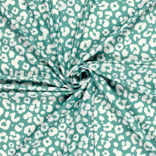 Tissu maillot de bain léo fond menthe UPF50 Tissu maillot de bain léo fond menthe UPF50