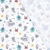 Tissu maillot de bain sous marins fond blanc UPF50
