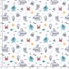 Tissu maillot de bain sous marins fond blanc UPF50