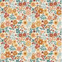 Tissu imperméable fleurs fond écru