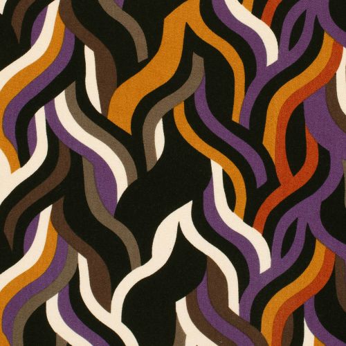 Tissu viscose twill zébra moutarde/violet Tissu viscose twill zébra moutarde/violet