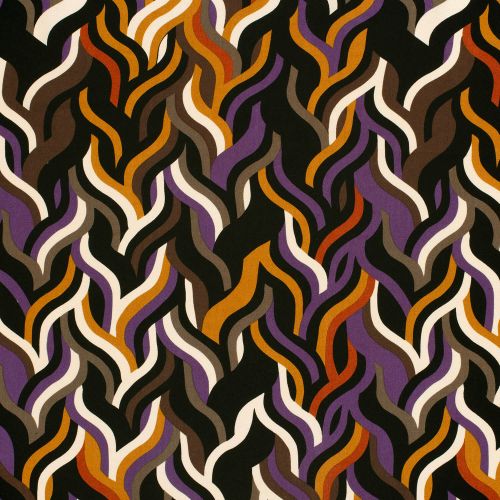 Tissu viscose twill zébra moutarde/violet Tissu viscose twill zébra moutarde/violet