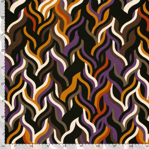 Tissu viscose twill zébra moutarde/violet Tissu viscose twill zébra moutarde/violet