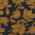 Tissu popeline de viscose fleurs moutarde