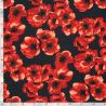 Tissu viscose crêpe fleurs rouge orangées