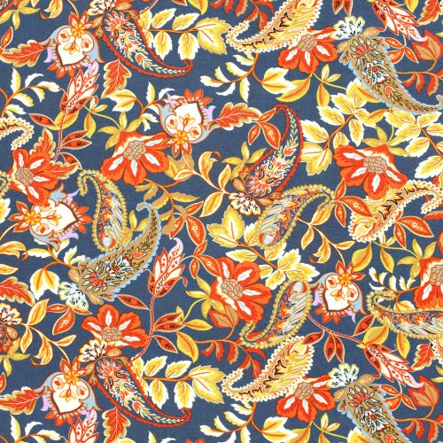 Tissu viscose crêpe cachemire fond bleu Tissu viscose crêpe cachemire fond bleu