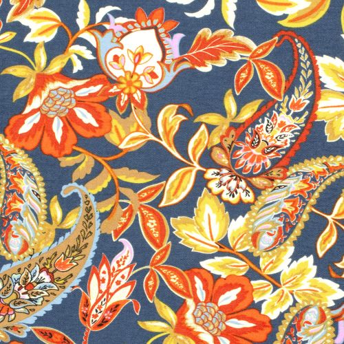 Tissu viscose crêpe cachemire fond bleu Tissu viscose crêpe cachemire fond bleu