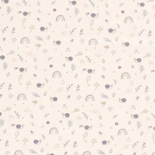 Tissu jersey escargots fond écru Tissu jersey escargots fond écru