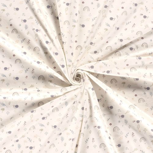 Tissu jersey escargots fond écru Tissu jersey escargots fond écru