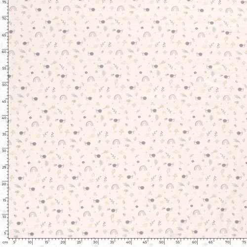 Tissu jersey escargots fond écru Tissu jersey escargots fond écru