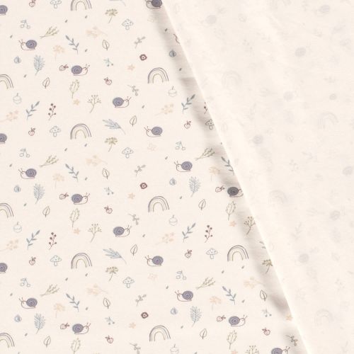 Tissu jersey escargots fond écru Tissu jersey escargots fond écru