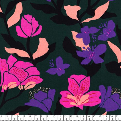 Tissu viscose EcoVero Amira Floral fond vert Nerida Hansen Tissu viscose EcoVero Amira Floral fond vert Nerida Hansen