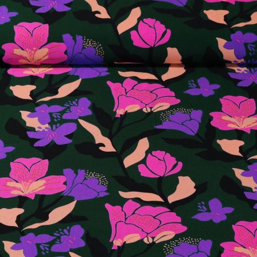 Tissu viscose EcoVero Amira Floral fond vert Nerida Hansen Tissu viscose EcoVero Amira Floral fond vert Nerida Hansen