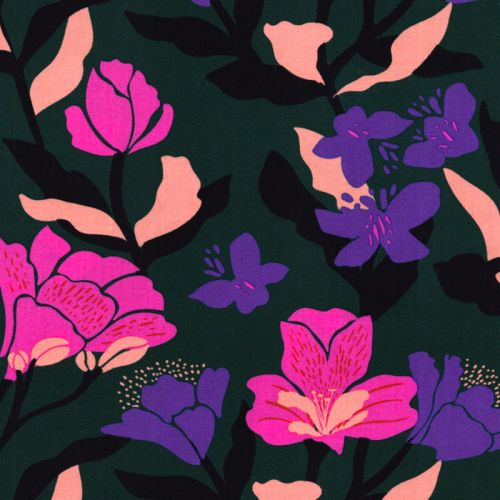 Tissu viscose EcoVero Amira Floral fond vert Nerida Hansen Tissu viscose EcoVero Amira Floral fond vert Nerida Hansen
