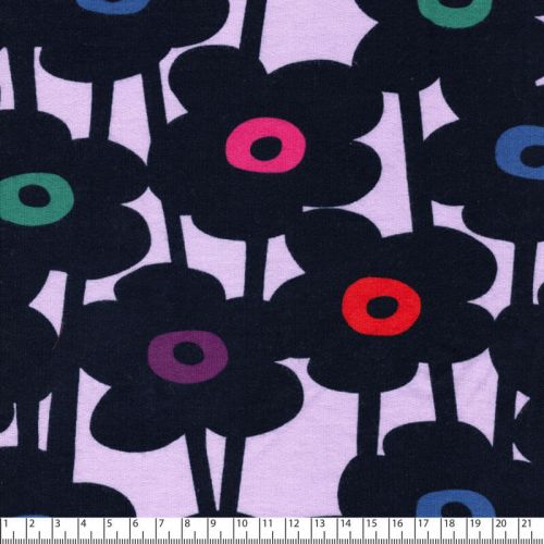 Tissu sweat fin Daisy Chain fond lilas Nerida Hansen Tissu sweat fin Daisy Chain fond lilas Nerida Hansen