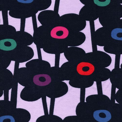 Tissu sweat fin Daisy Chain fond lilas Nerida Hansen Tissu sweat fin Daisy Chain fond lilas Nerida Hansen