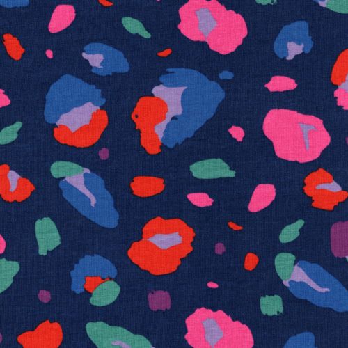 Tissu jersey Animal Mark fond bleu Nerida Hansen Tissu jersey Animal Mark fond bleu Nerida Hansen