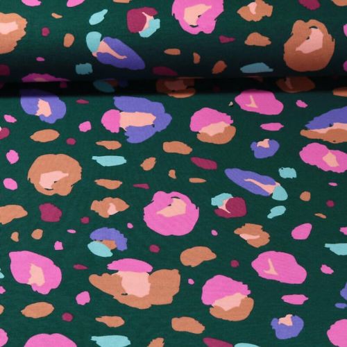 Tissu jersey Animal Mark fond vert Nerida Hansen Tissu jersey Animal Mark fond vert Nerida Hansen