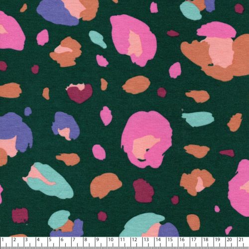 Tissu jersey Animal Mark fond vert Nerida Hansen Tissu jersey Animal Mark fond vert Nerida Hansen
