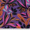 Tissu coton satiné Lush Leaves fond violet Nerida Hansen