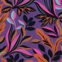 Tissu coton satiné Lush Leaves fond violet Nerida Hansen