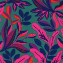 Tissu coton satiné Lush Leaves fond vert Nerida Hansen