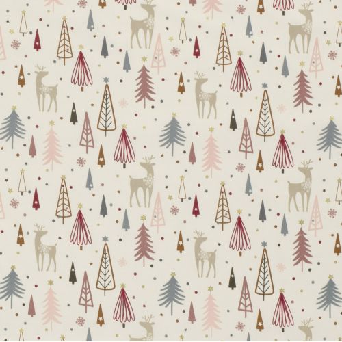 Tissu coton forêt glitter fond blanc cassé Tissu coton forêt glitter fond blanc cassé