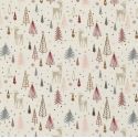 Tissu coton forêt glitter fond blanc cassé 
