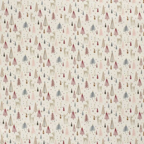 Tissu coton forêt glitter fond blanc cassé Tissu coton forêt glitter fond blanc cassé