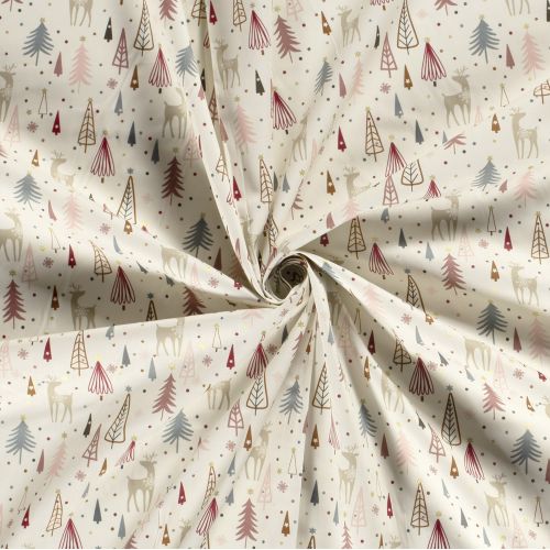 Tissu coton forêt glitter fond blanc cassé Tissu coton forêt glitter fond blanc cassé