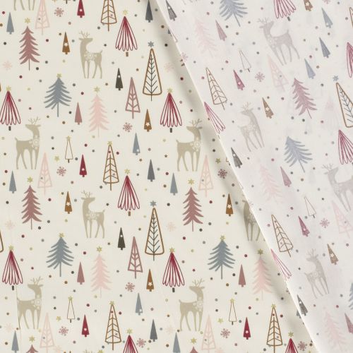 Tissu coton forêt glitter fond blanc cassé Tissu coton forêt glitter fond blanc cassé
